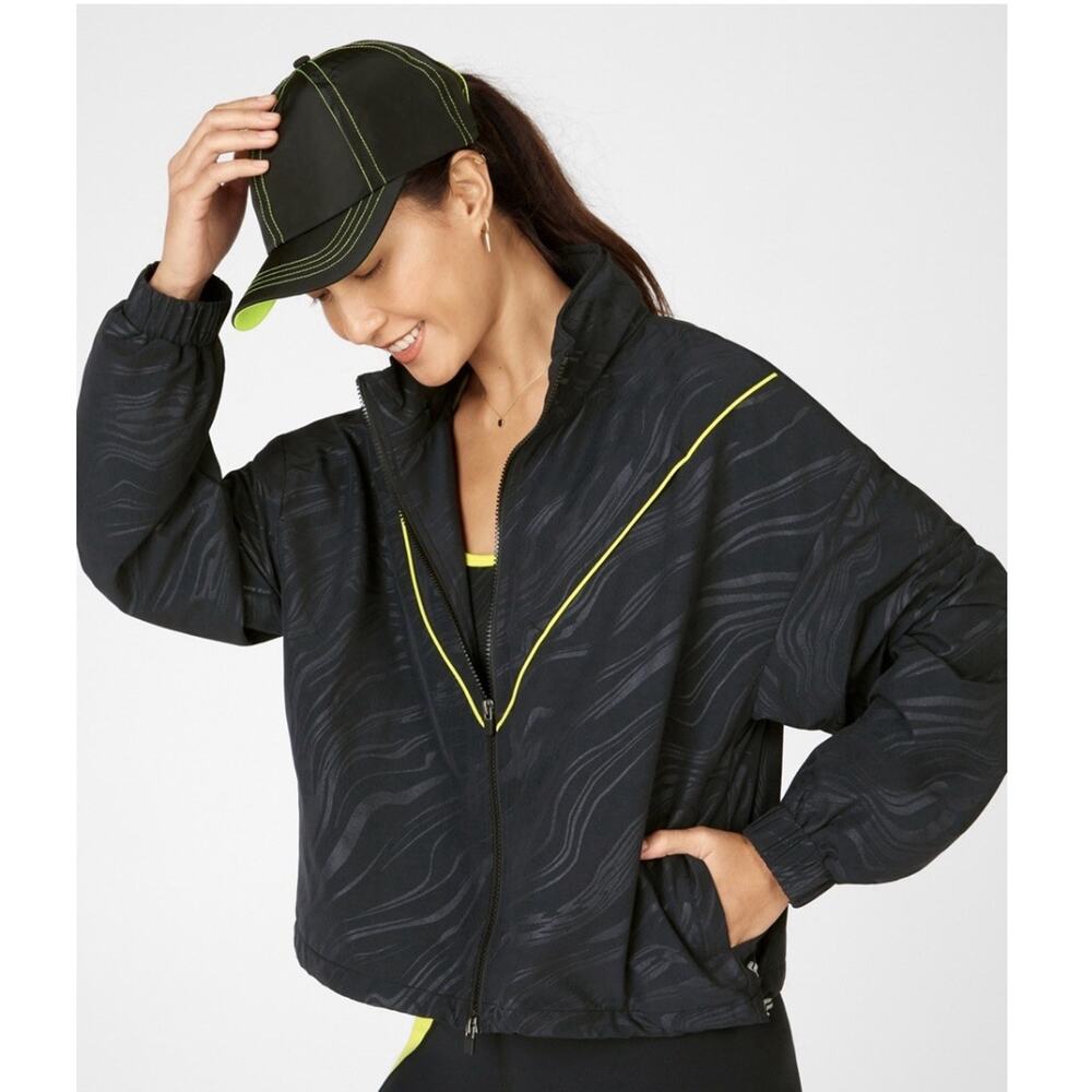 Fabletics Women’s XL Stace Woven Jacket Black Print